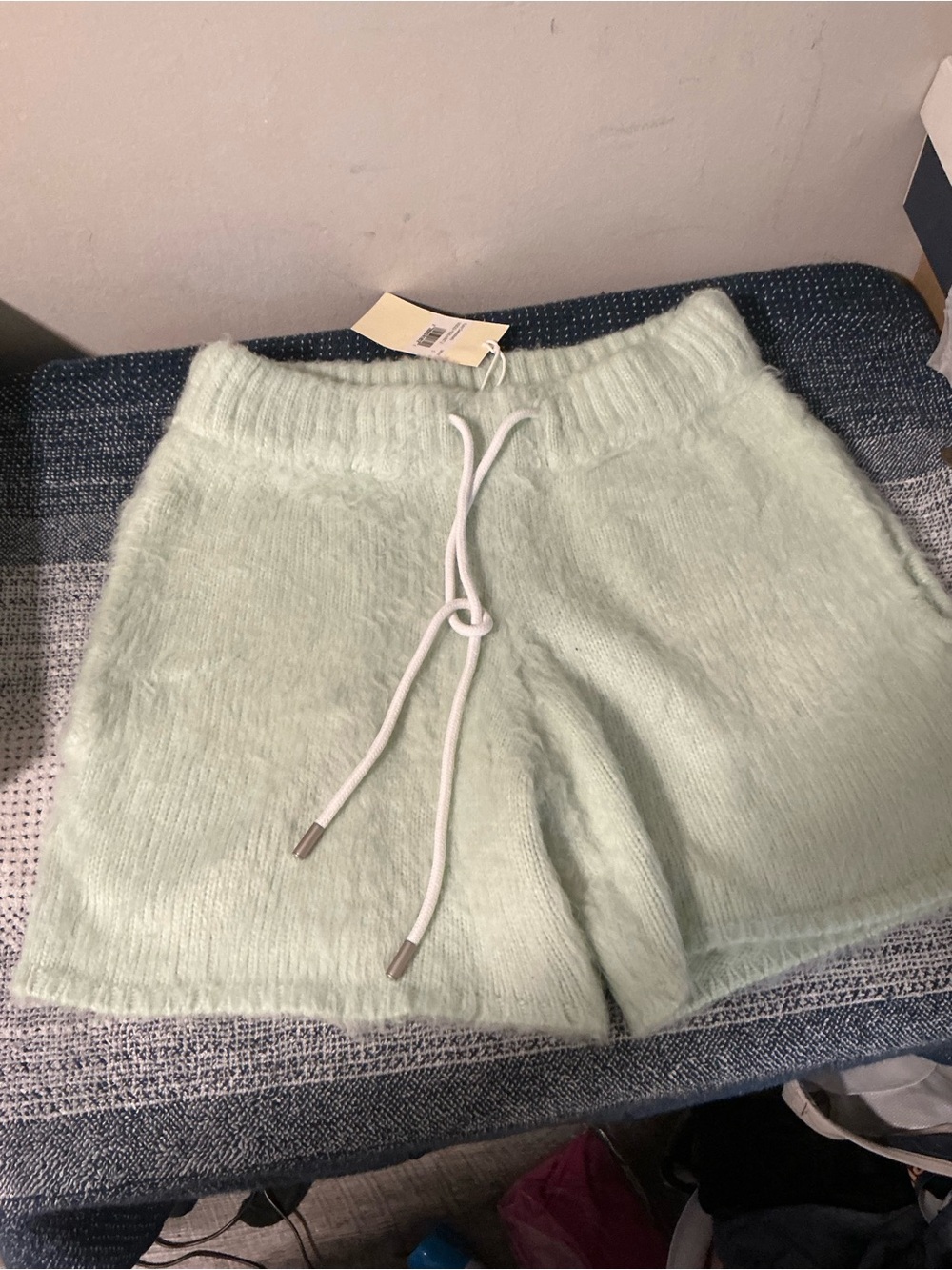 MNML Mint Green Plush Knit Shorts